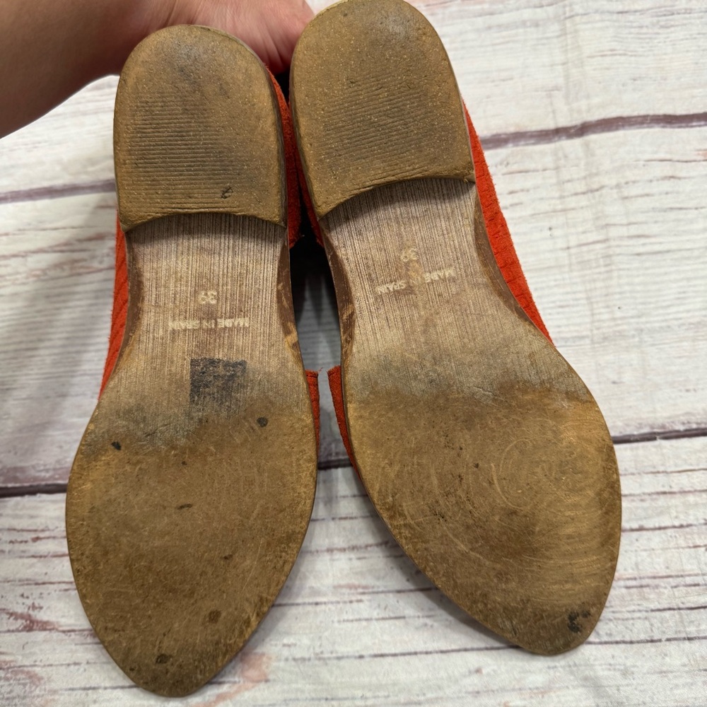 Free People Royale Flat Embossed Croc Suede Leather Red Orange Size 39 = US 9 - Picture 7 of 8